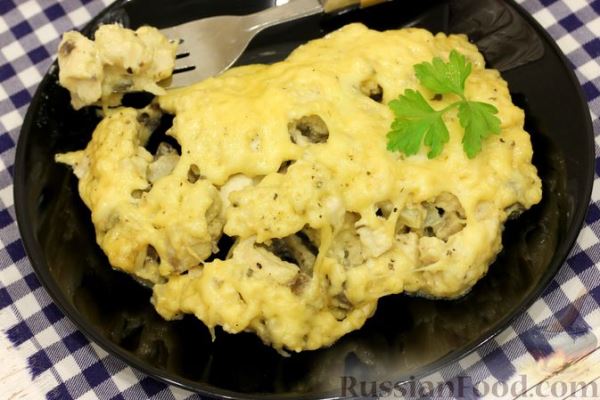 Курица с грибами и сыром (в микроволновке)