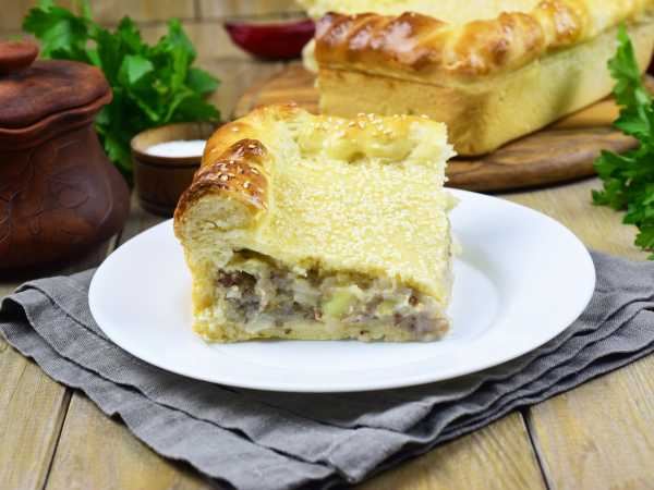 Постный заливной пирог с грибами