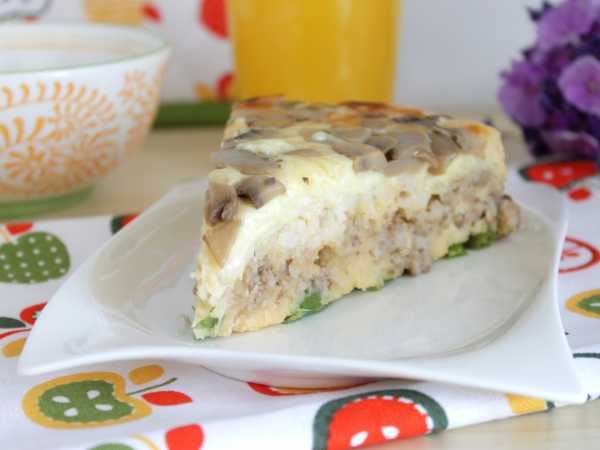 Постный заливной пирог с грибами