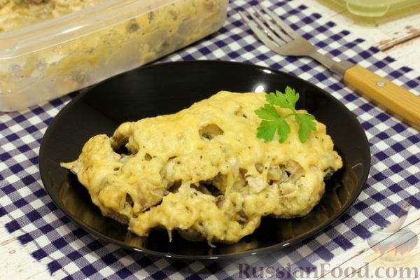 Курица с грибами и сыром (в микроволновке)