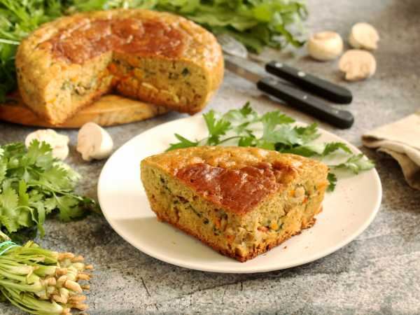 Постный заливной пирог с грибами